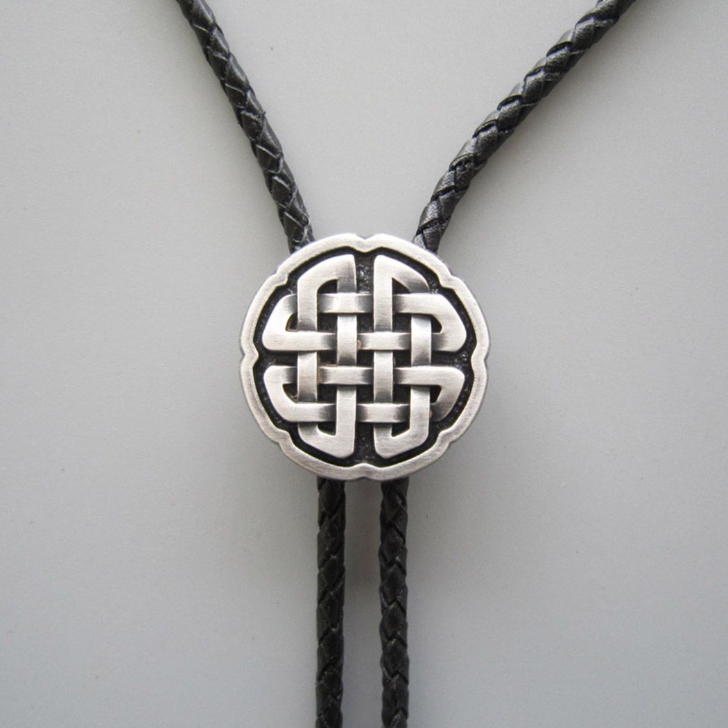 New Vintage Real Silver Plated Wedding Celtic Cross Knot Bolo Tie BOLOTIE-070SL