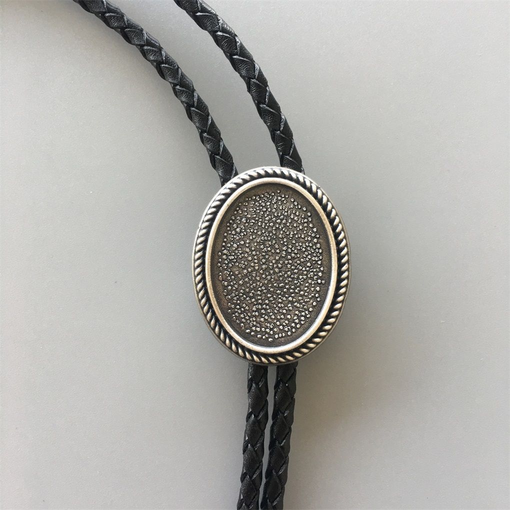 New Vintage Chain Blank Bolo Tie Leather Necklace BOLOTIE-BL015AS