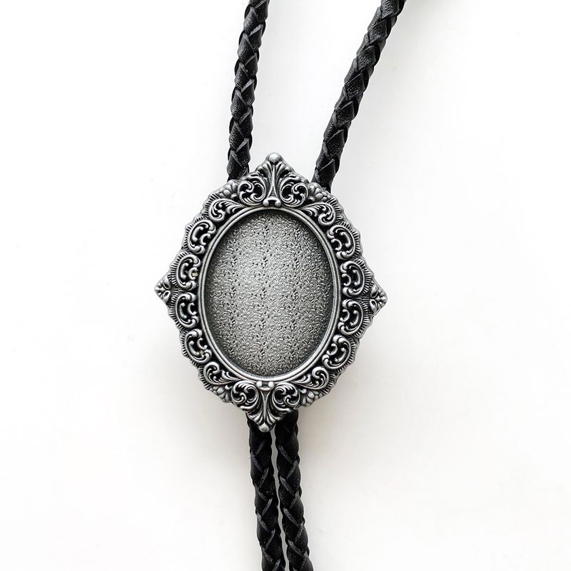 New Vintage Chain Blank Bolo Tie Leather Necklace BOLOTIE-BL015AS