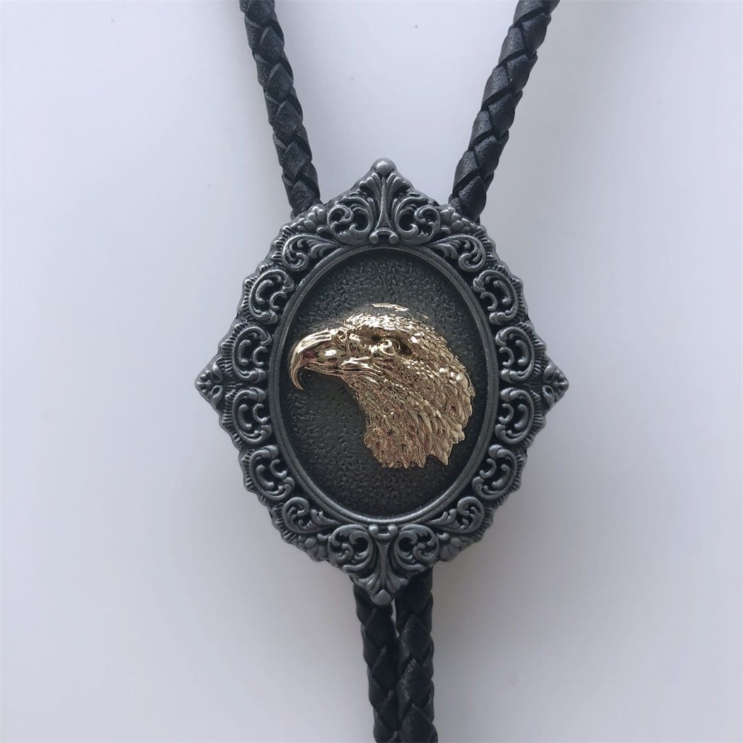 Vintage Western Eagle Head Wedding Bolo Tie Leather Necklace BOLOTIE-WT001