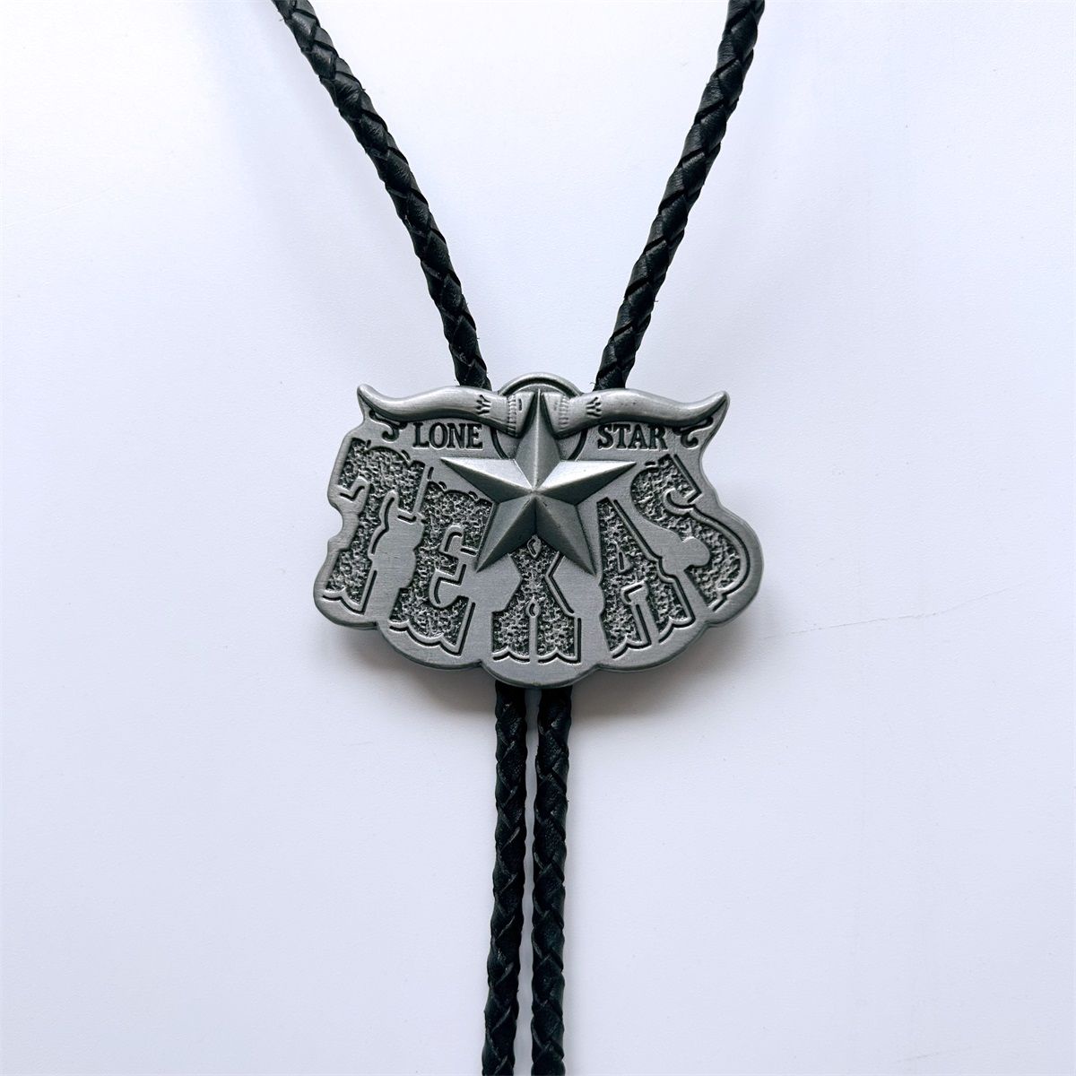 Vintage Long Horn Bull Star Wedding Bolo Tie Leather Necklace BOLOTIE-WT026AS