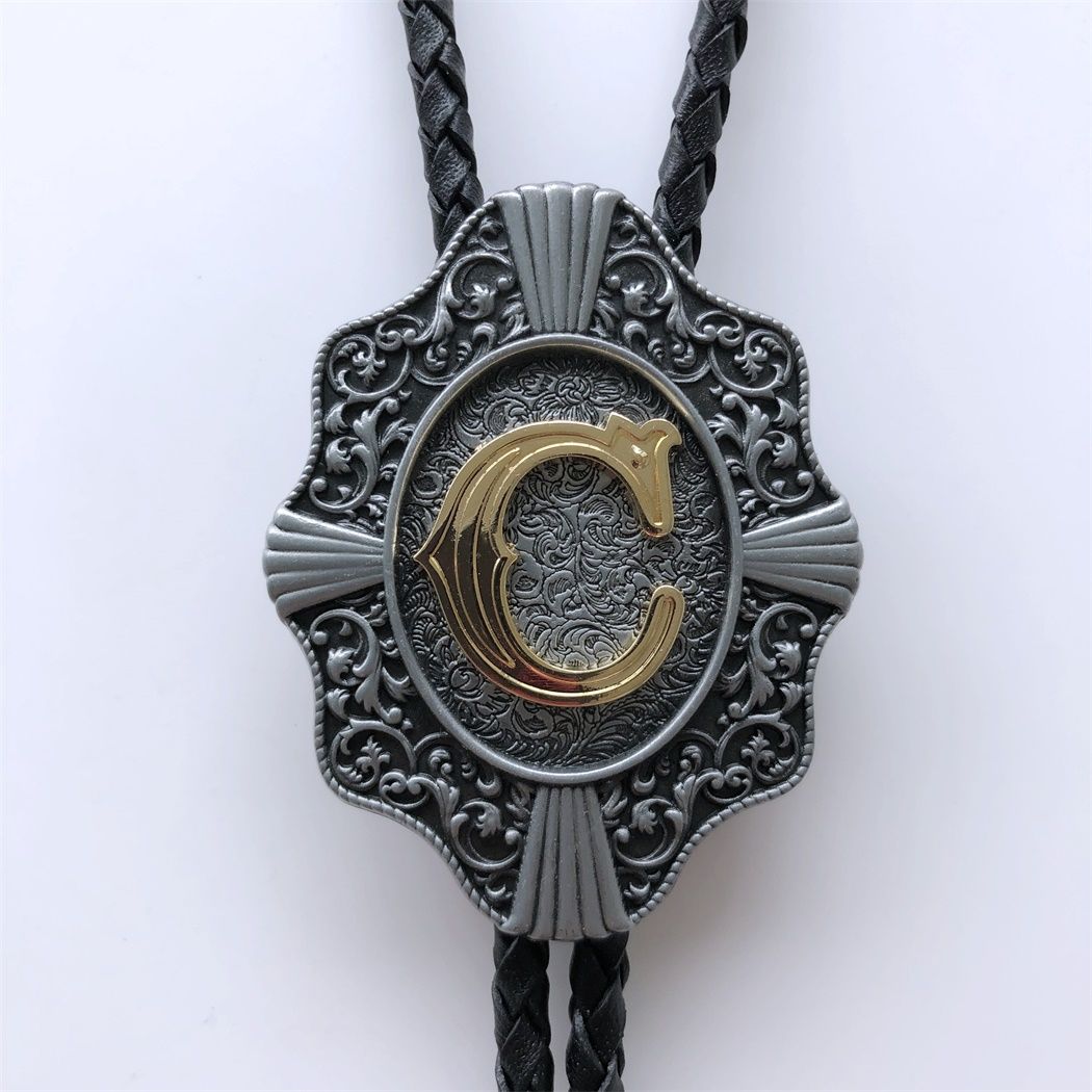 Western Tie Clips Initial Letter C Western Cowboy Cowgirl Bolo Tie