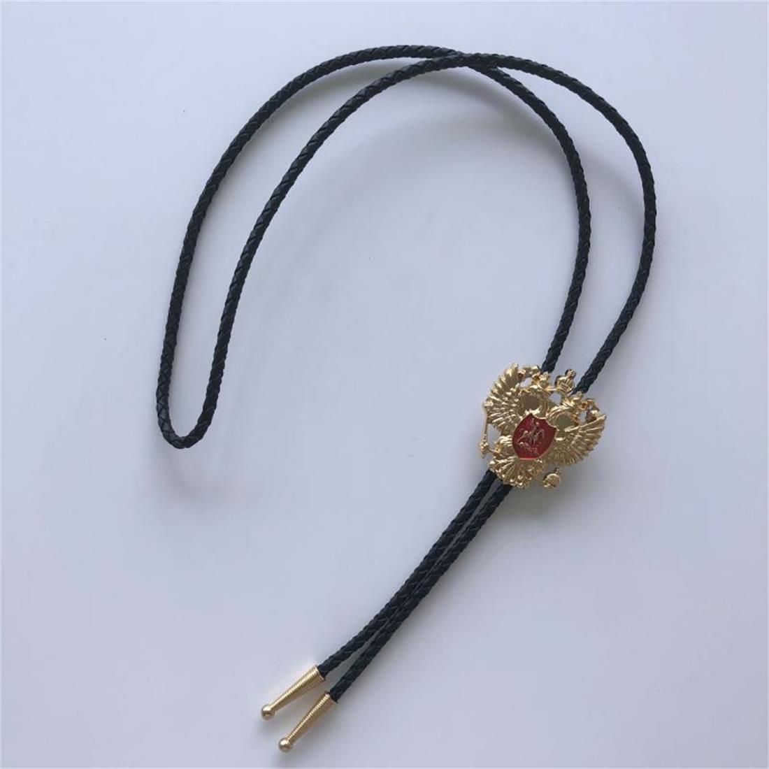 Gold Plated Russian Double Headed Empire Eagle Rhinestone Bolo Tie Wedding BOLOTIE-WT041GD