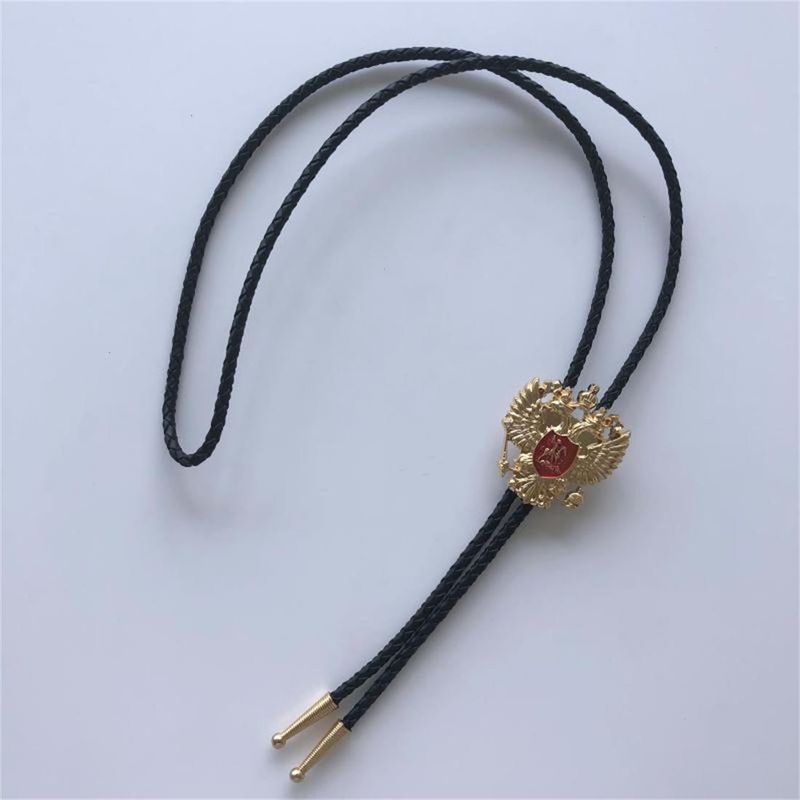 Gold Plated Russian Double Headed Empire Eagle Rhinestone Bolo Tie Wedding BOLOTIE-WT041GD