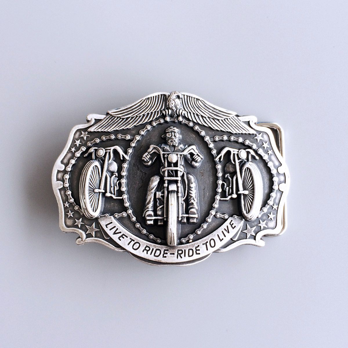Vintage Silver Plated Motorcyckle Biker Rider Belt Buckle AT067SL