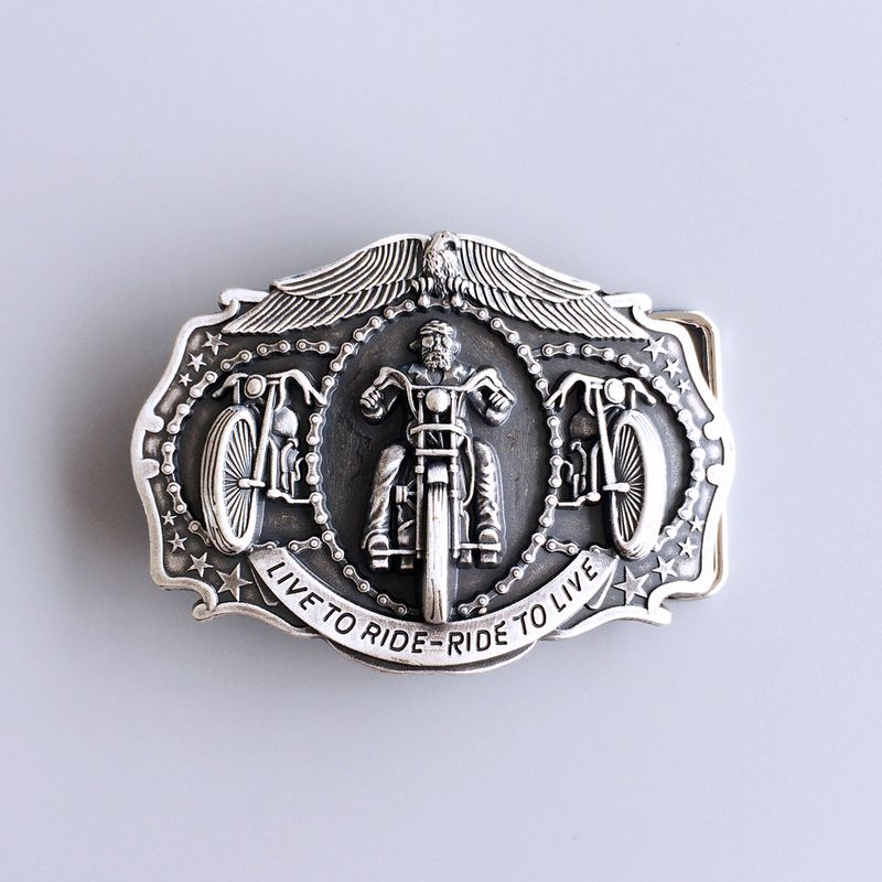 Vintage Silver Plated Motorcyckle Biker Rider Belt Buckle AT067SL