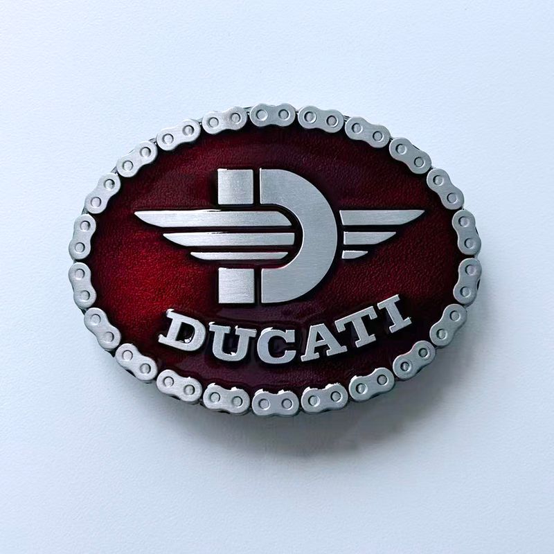 Vintage Oval Chain Red Enamel Belt Buckle BUCKLE-AT028RD