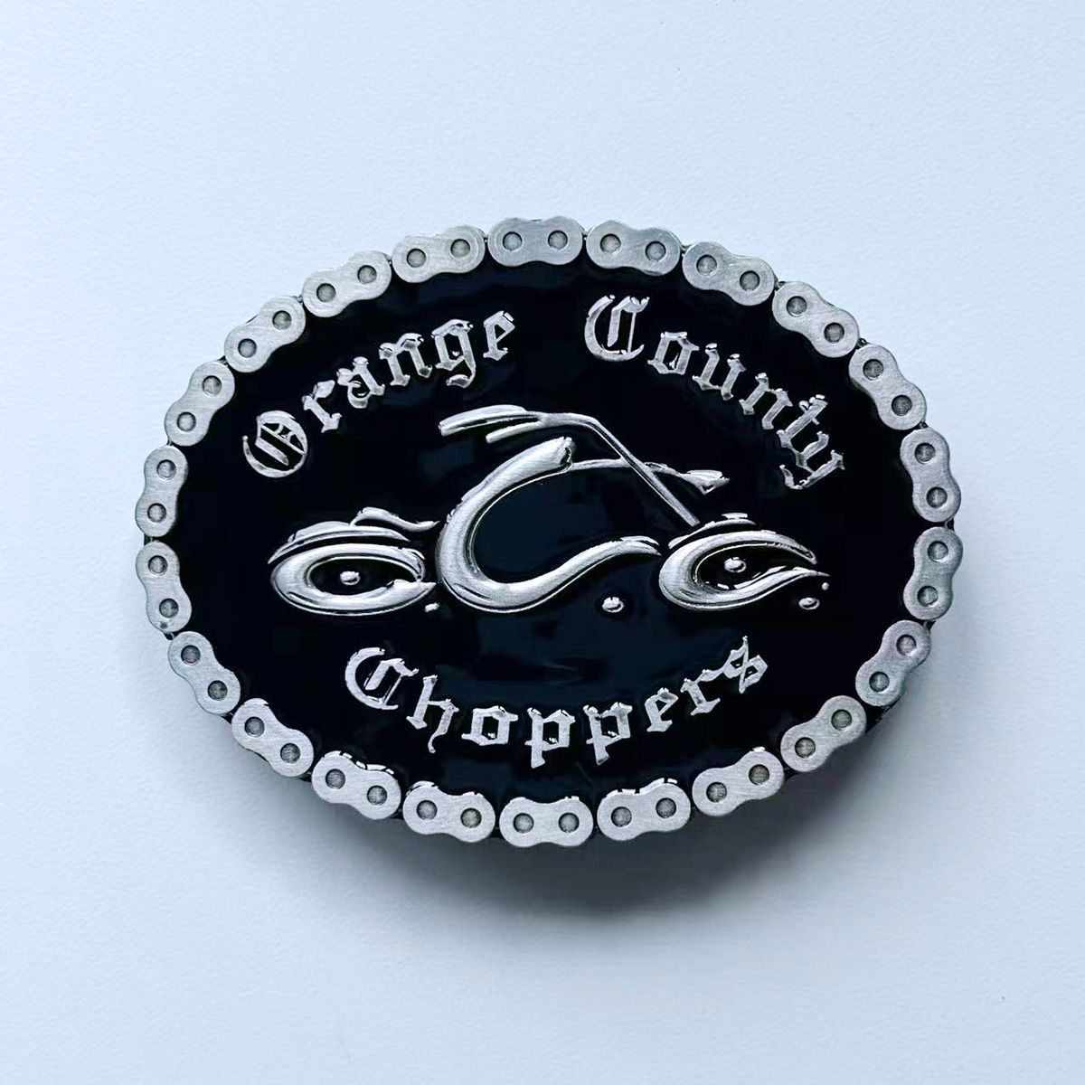 New Vintage Oval Chain Belt Buckle BUCKLE-AT027 Black Enamel or Without Enamel