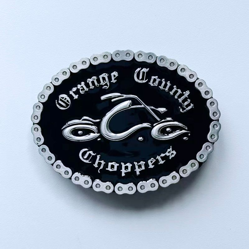 New Vintage Oval Chain Belt Buckle BUCKLE-AT027 Black Enamel or Without Enamel