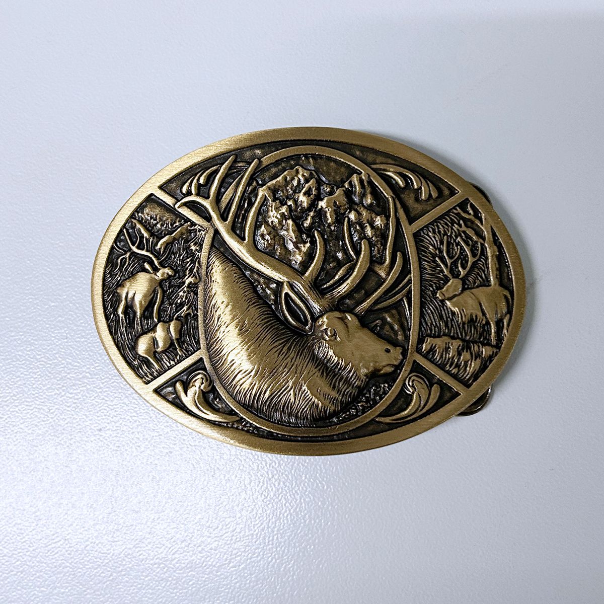 Western Deer Cowboy Cowgirl Solid Brass Belt Buckle BUCKLE-BS021