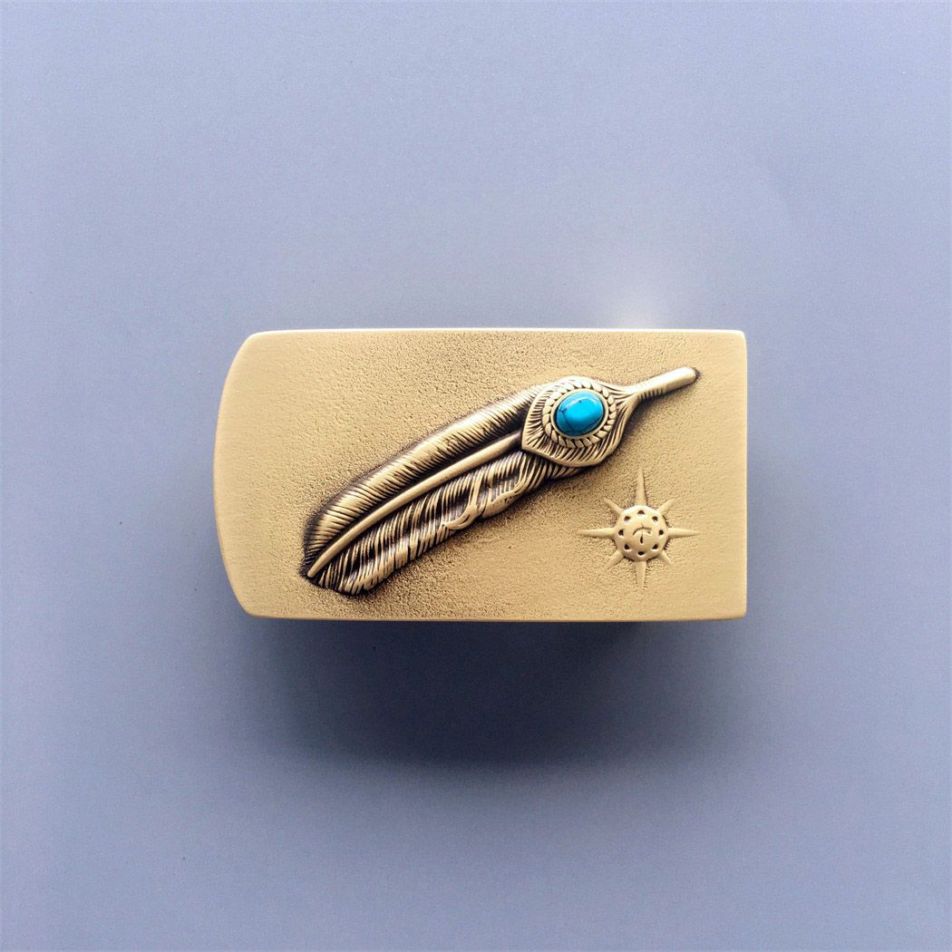 New Stone Sun Solid Brass Belt Buckle BUCKLE-BT002