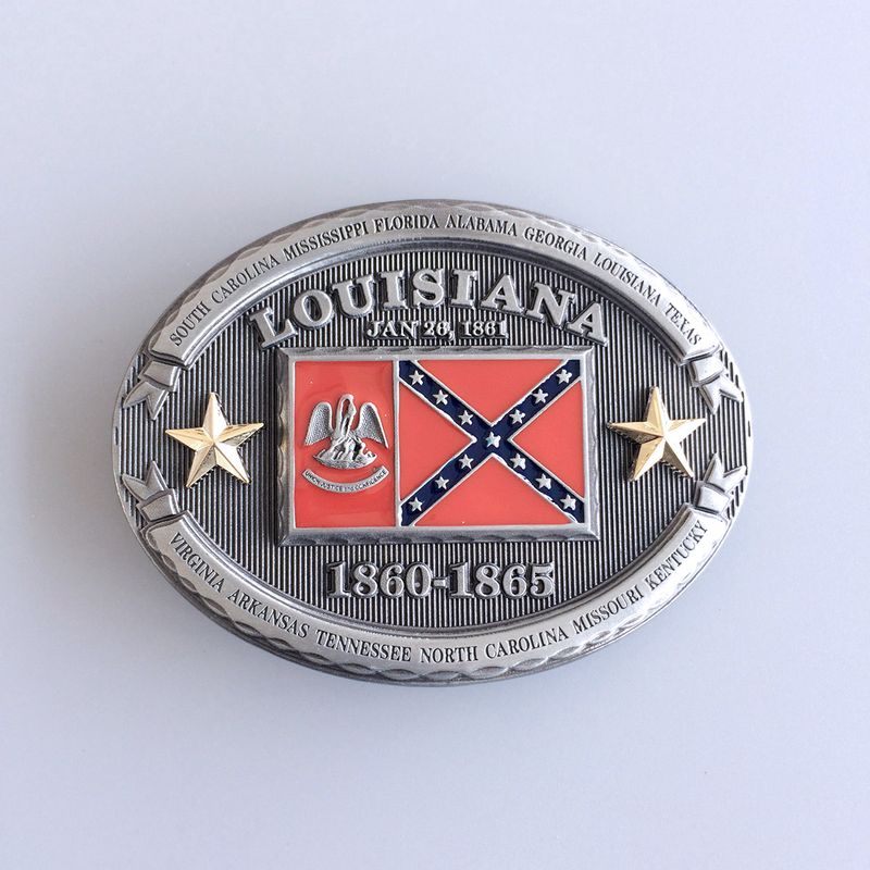 Vintage Western Oval Louisiana State Flag Oval Belt Buckle Gurtelschnalle Boucle de ceinture FG022