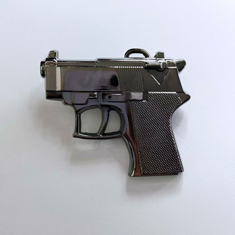 Grey Hemetite Plated 3D Cut Out Small Hand Gun Belt Buckle BUCKLE-GU017HM