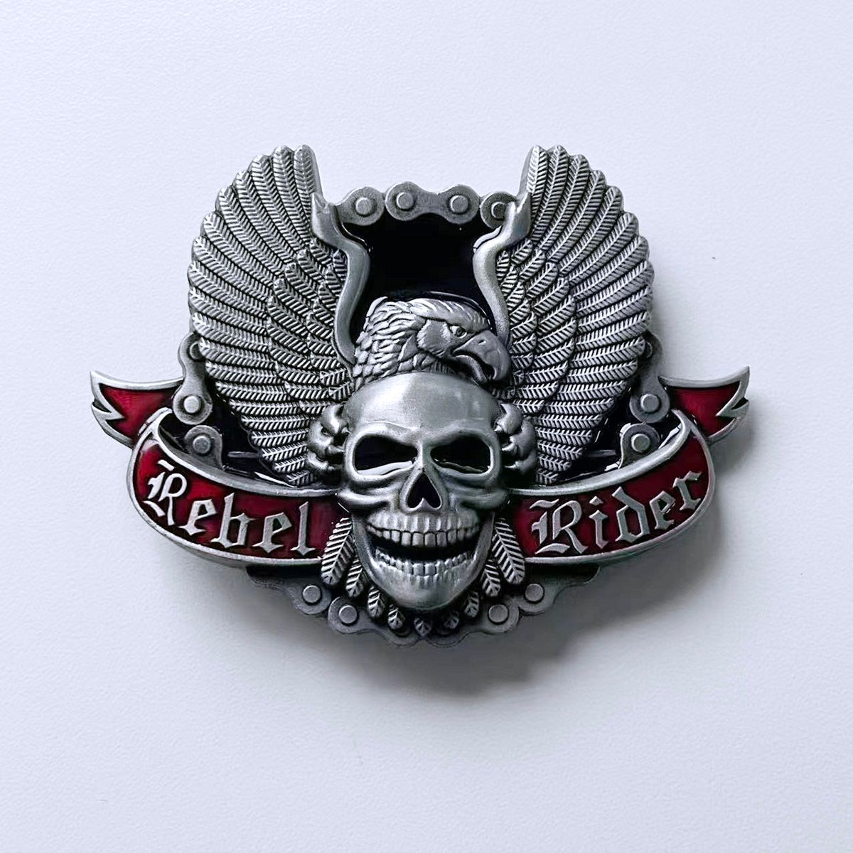 Vintage Eagle Wings W Skull Belt Buckle With or Without Enamel BUCKLE-SK032