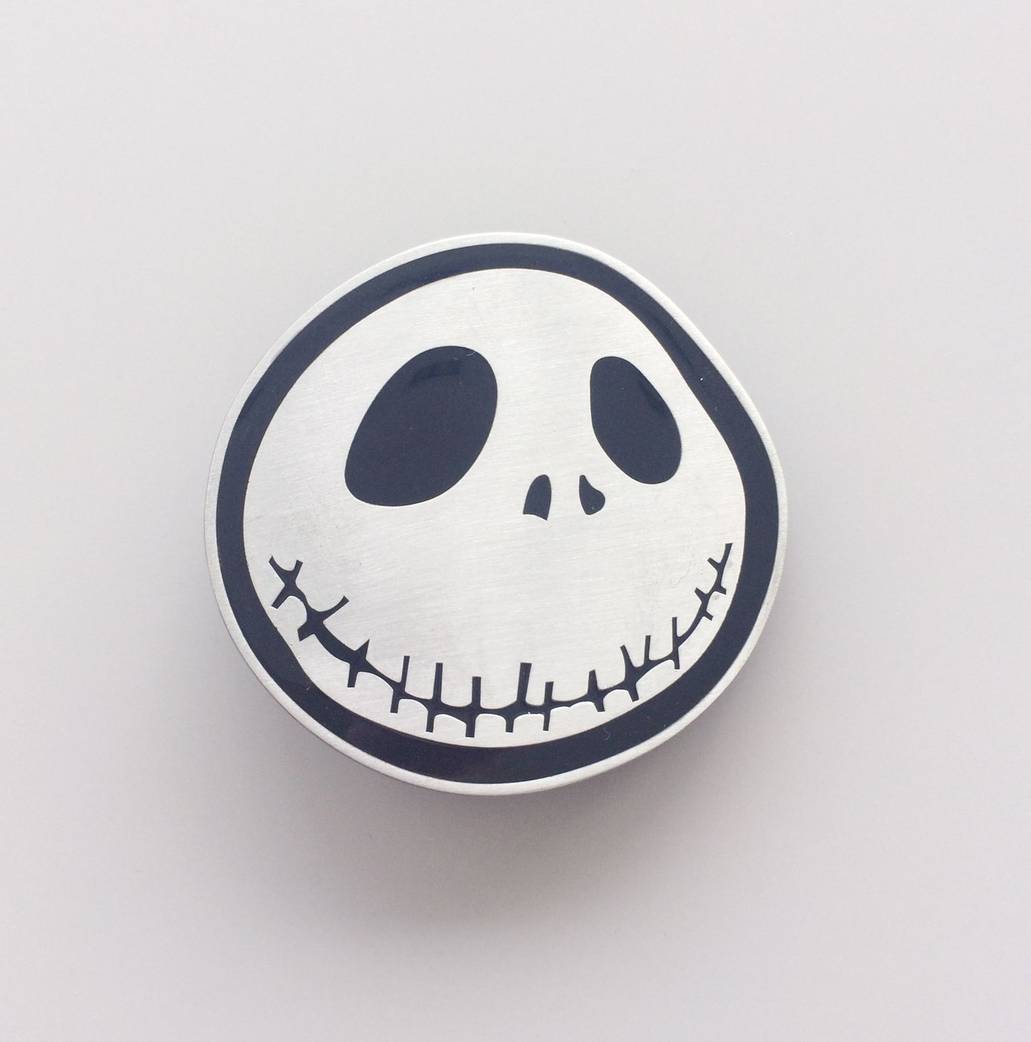 Black Enamel Skull Round Belt Buckle