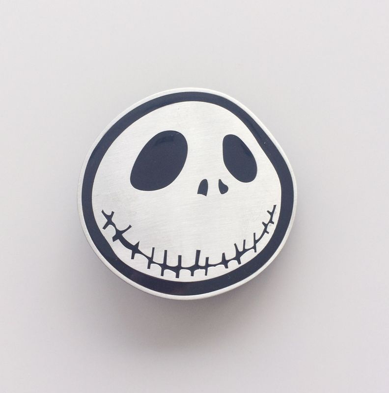 Black Enamel Skull Round Belt Buckle BUCKLE-SK023