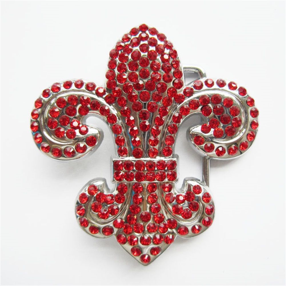 Red Rhinestones Western Flower Belt Buckle T032RD