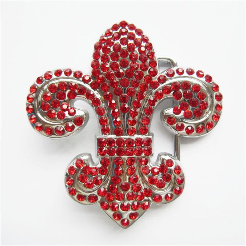 Red Rhinestones Western Flower Belt Buckle T032RD BUCKLE-T032RD