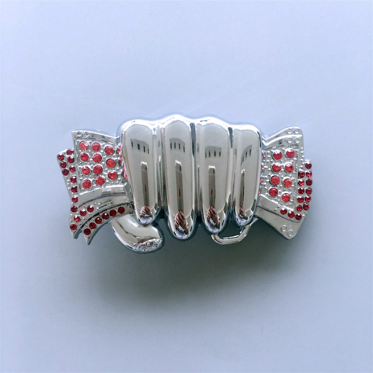 Fist Hand Full of Cash Red Rhinestones Belt Buckle BUCKLE-T085RD