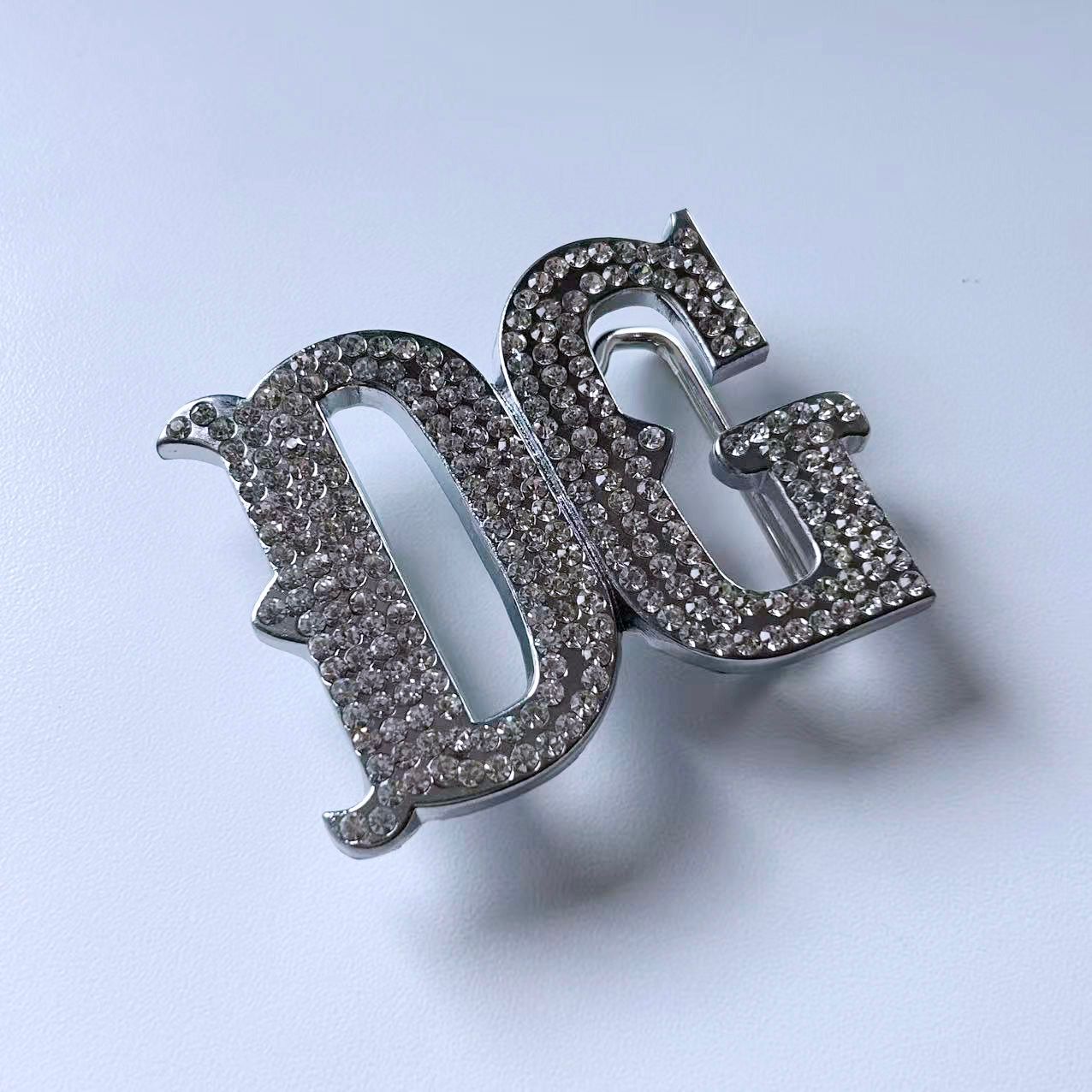 Bright Silver or Gold Plating Color Clear Rhionestones Bling Letter Belt Buckle