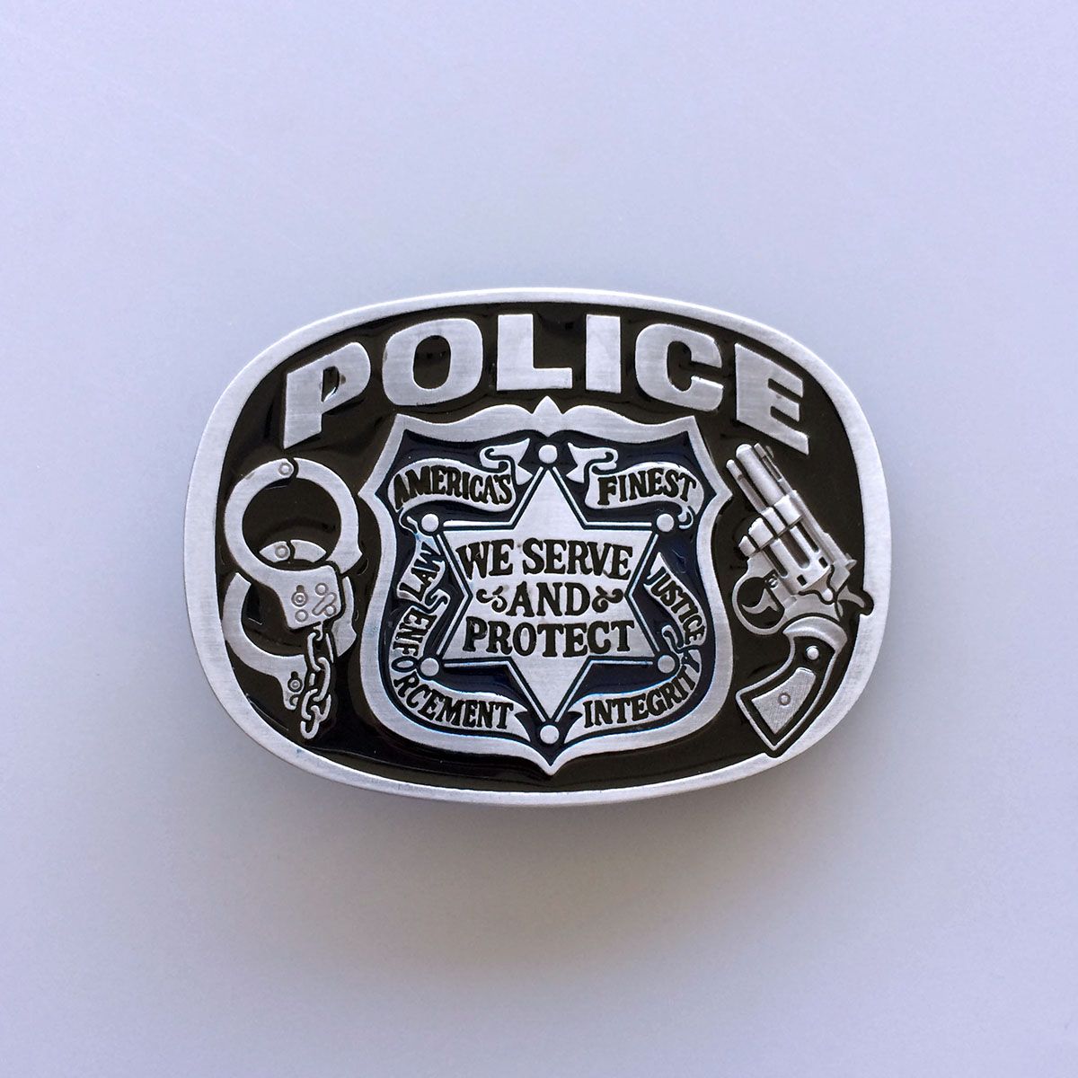 New Vintage Enamel Hero Sheriff Law and Order Belt Buckle Gurtelschnalle Boucle de ceinture