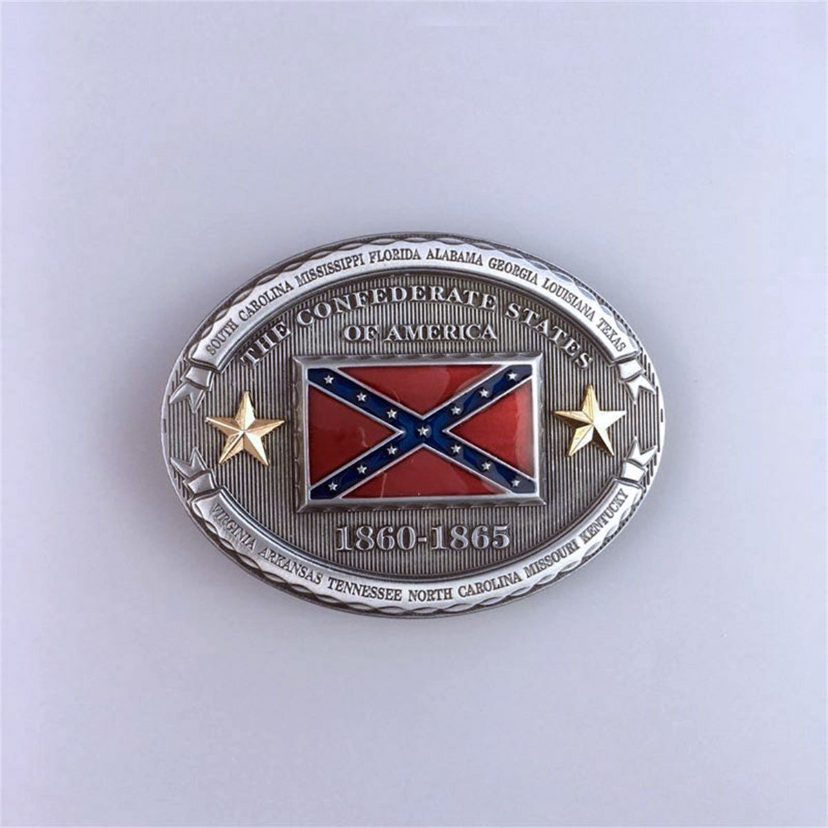 Vintage Style Gold Star Oval Flag Belt Buckle Hebilla WT094