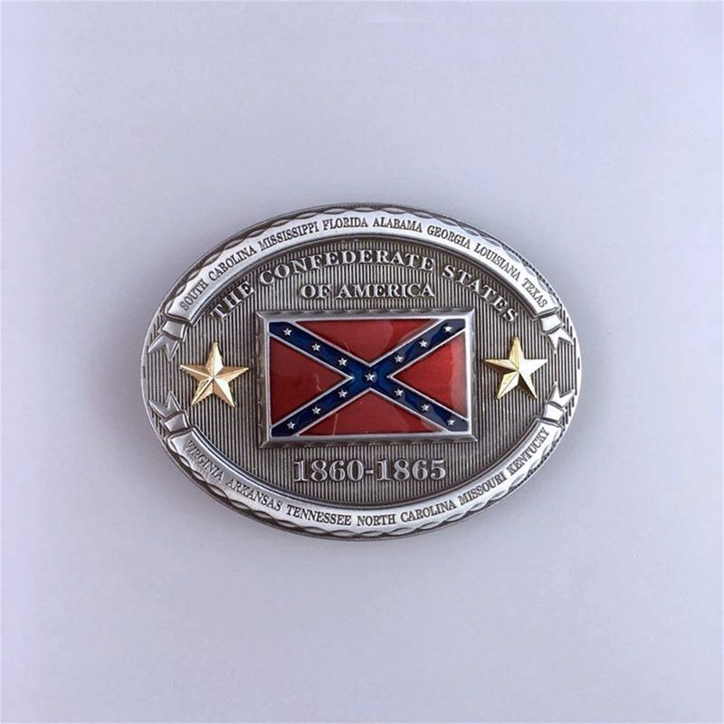 Vintage Style Gold Star Oval Flag Belt Buckle Hebilla WT094