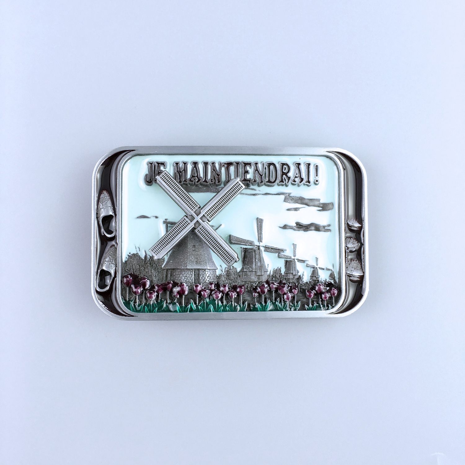 Enamel Spinner Windmill Tulip Pattern Cheese Belt Buckle Hebilla Gurtelschnalle Boucle de ceinture BUCKLE-WT116