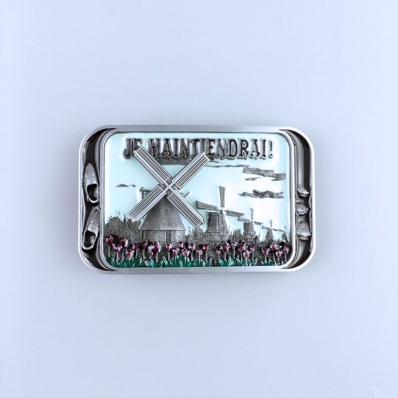 Enamel Spinner Windmill Tulip Pattern Cheese Belt Buckle Hebilla Gurtelschnalle Boucle de ceinture BUCKLE-WT116