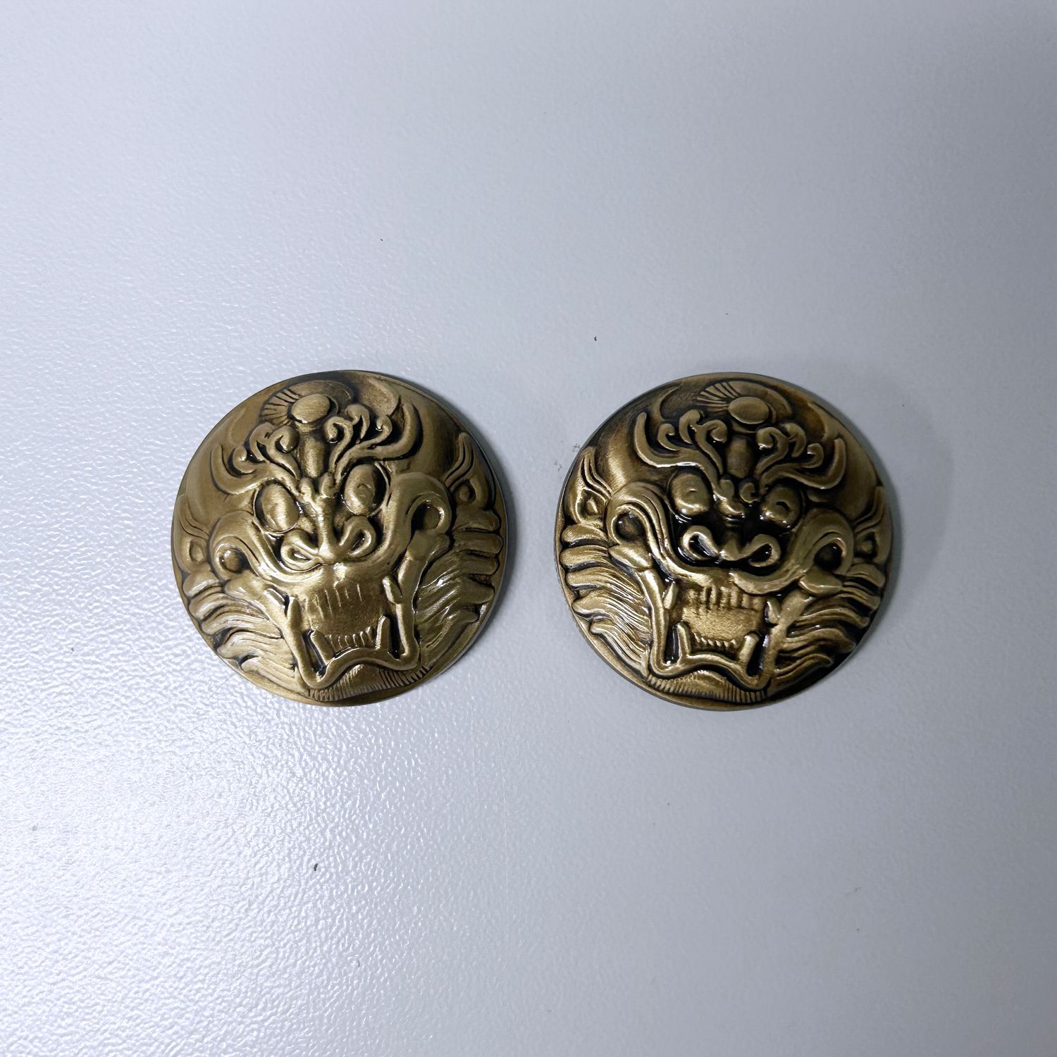 2 Pcs 1.3 inches Cut Out Dragon Solid Brass Conchos for Leather Wallet