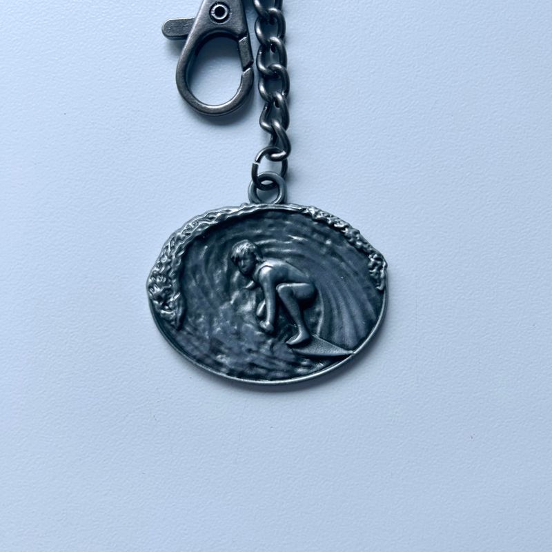 Antique Surfing Surfboard Metal Charm Pendant Key Ring Key Chain KEYRING-3D034AS