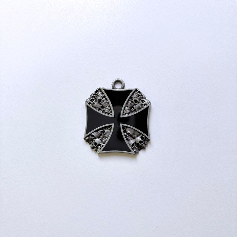 Vintage Enamel Skulls Cross Metal Charm Pendant PENDANT-OC023