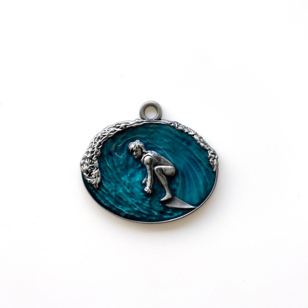 New Vintage Enamel Surfing Sports Metal Charm Pendant