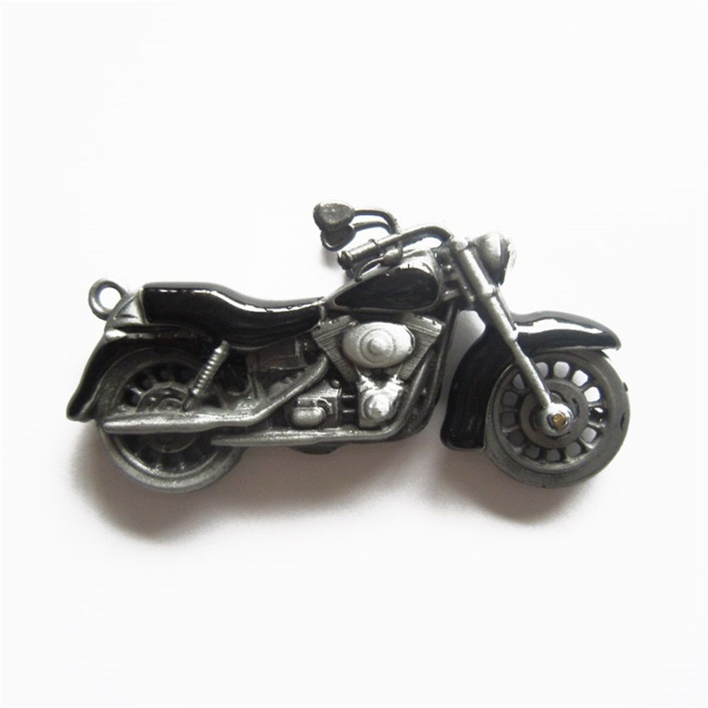 New Vintage Black Enamel 3D Motorcycle Rhinestone Biker Rider Metal Charm Pendant
