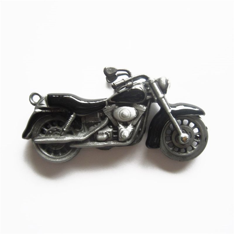 New Vintage Black Enamel 3D Motorcycle Rhinestone Biker Rider Metal Charm Pendant PENDANT-AT058BK