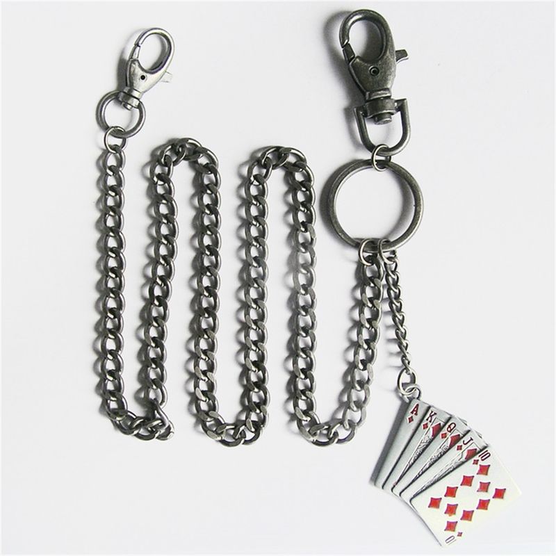 Red Royal Flush Poker Cards Jeans Waist Wallet Chain WALLETCHAIN-CS012RD