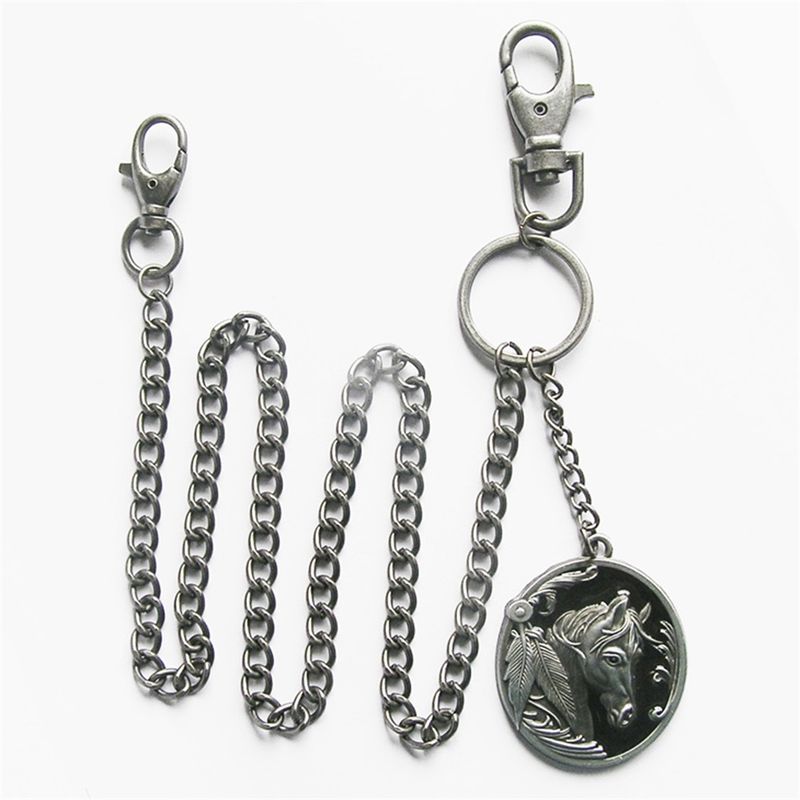 Black Enamel Western Horse Jeans Waist Wallet Key Chain WALLETCHAIN-WT057BK