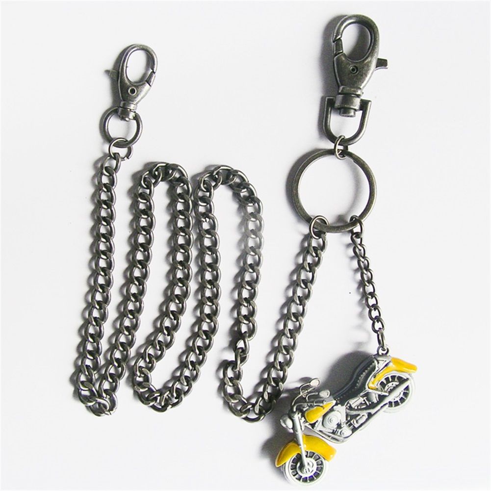 Yellow Enamel Motorcycle Rider Biker Heavy Metal Jeans Wallet Key Chain