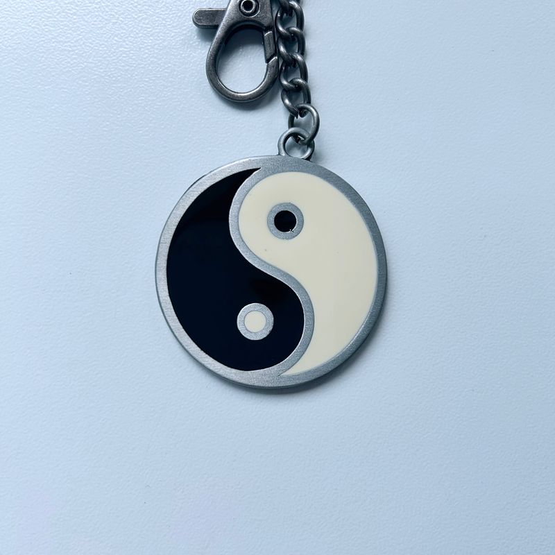 Vintage Double Faces Yinyang Taiji Metal Pendant Charm Key Ring Key Chain KEYRING-T051