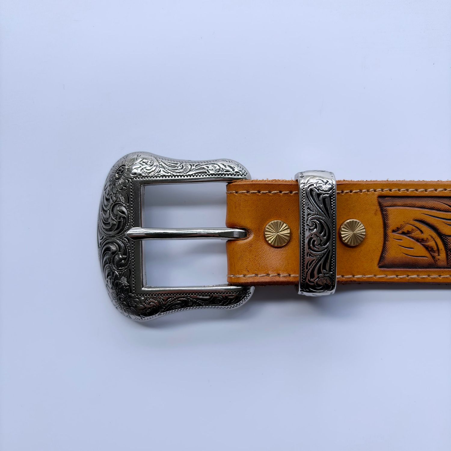 Vintage Western Casual Pin Belt - Hand-Crafted Full-Grain Leather Saddle Band (Complete Set) BELT1-003-PIN3