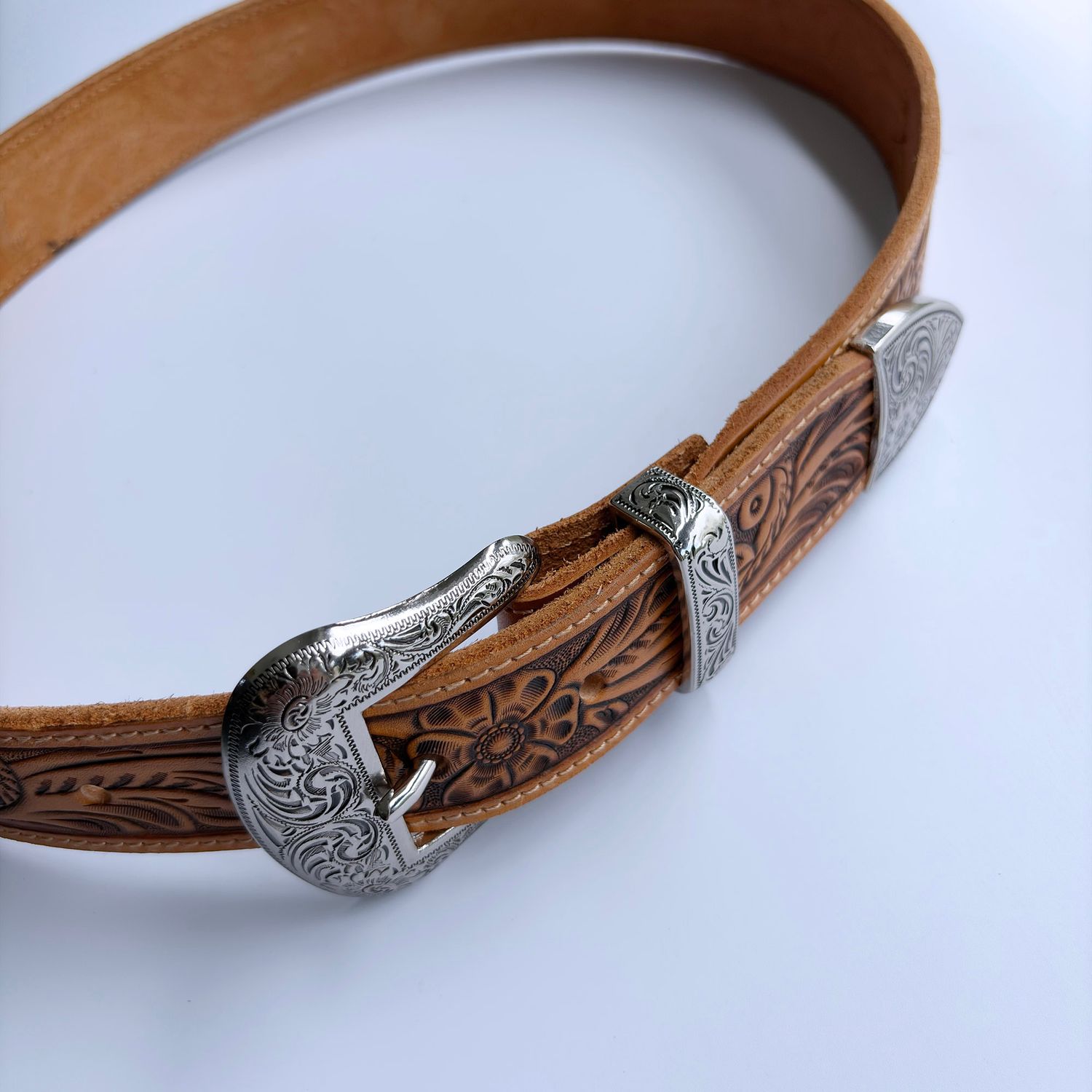Vintage Western Casual Pin Belt - Hand-Crafted Full-Grain Leather Saddle Band (Complete Set) BELT1-003-PIN3