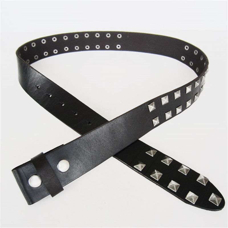 New Big Studded Black Solid Real Genuine Leather Belt Gurtel BELT1-008BK