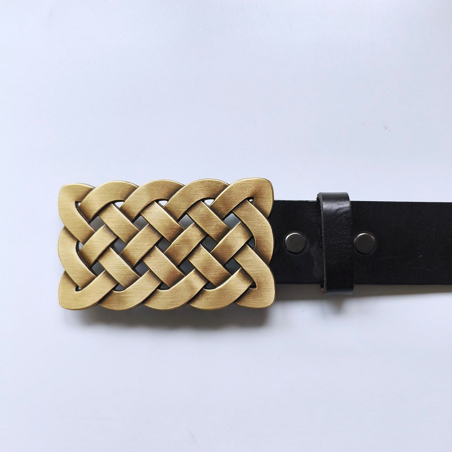 Bronze Plated Celtic Cross Knot Belt Buckle W Black Genuine Leather Belt BELT-BK-WT109AB