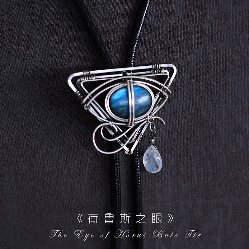 Nature Labradorite Stone Hand Made Eye Silver Bolo Tie BOLOTIE-MW010SL