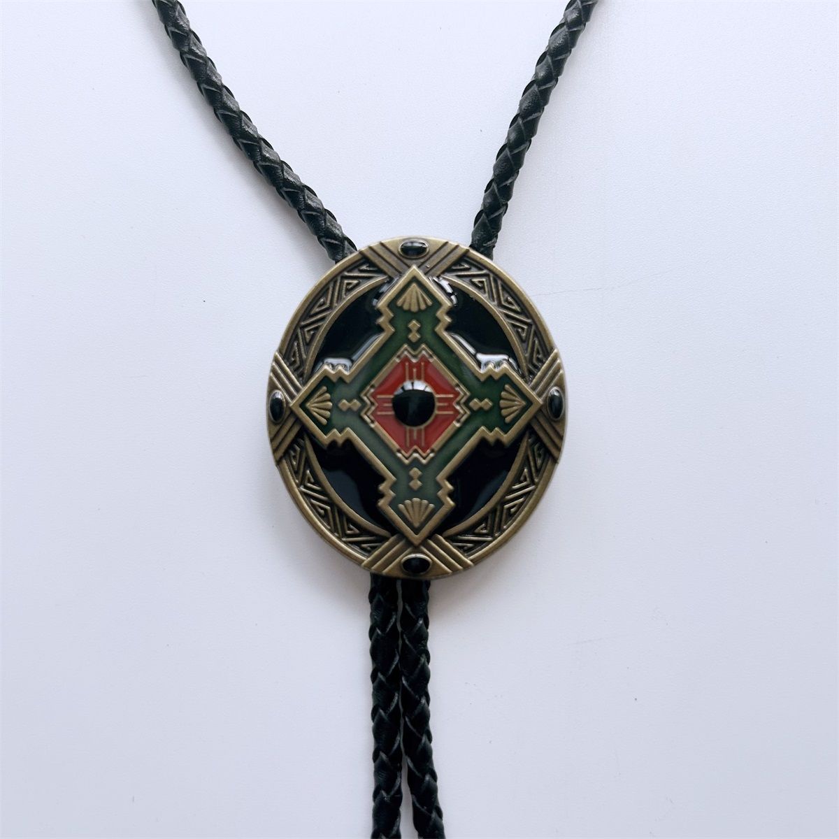 Antique Bronze Keltic Celtic Cross Oval Wedding Bolo Tie BOLOTIE-WT059AB