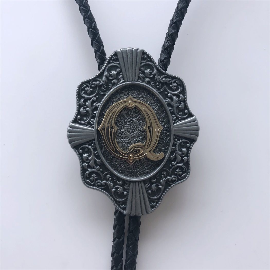 Western Tie Clips Initial Letter Q Western Cowboy Cowgirl Bolo Tie