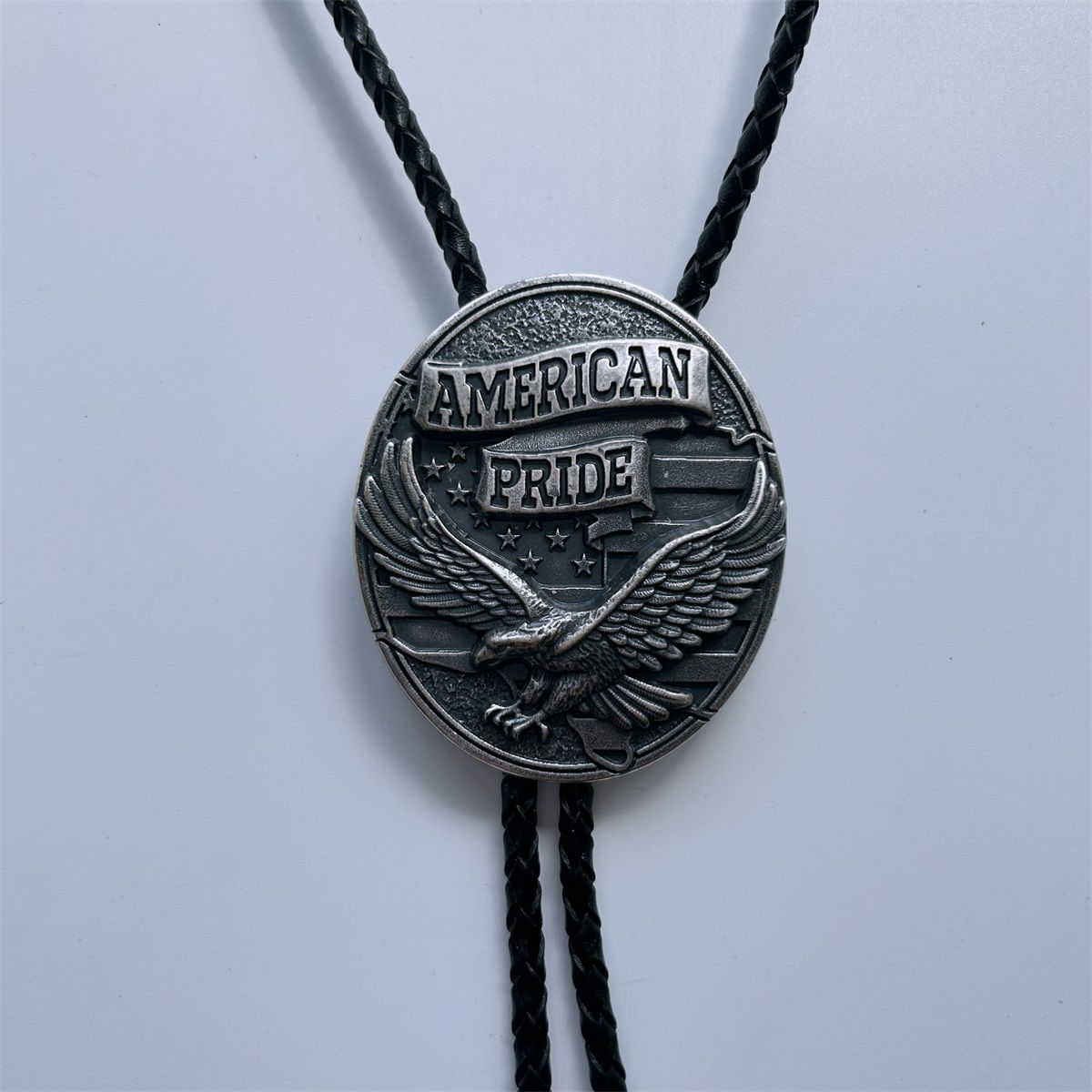 Vintage Silver Plated Western Cowboy Cowgirl Oval Bolo Tie BOLOTIE-WT093SL