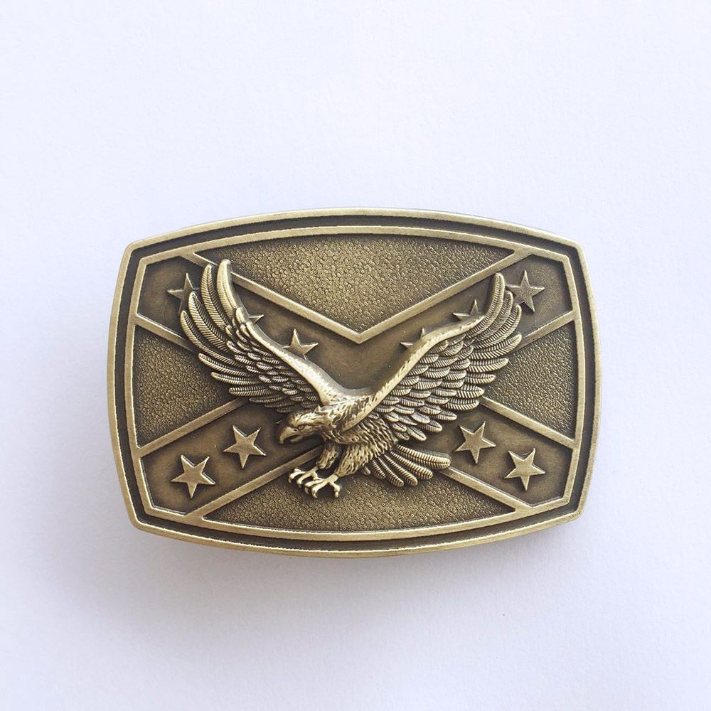Vintage Bronze Western Eagle Cross Star Belt Buckle Gurtelschnalle
