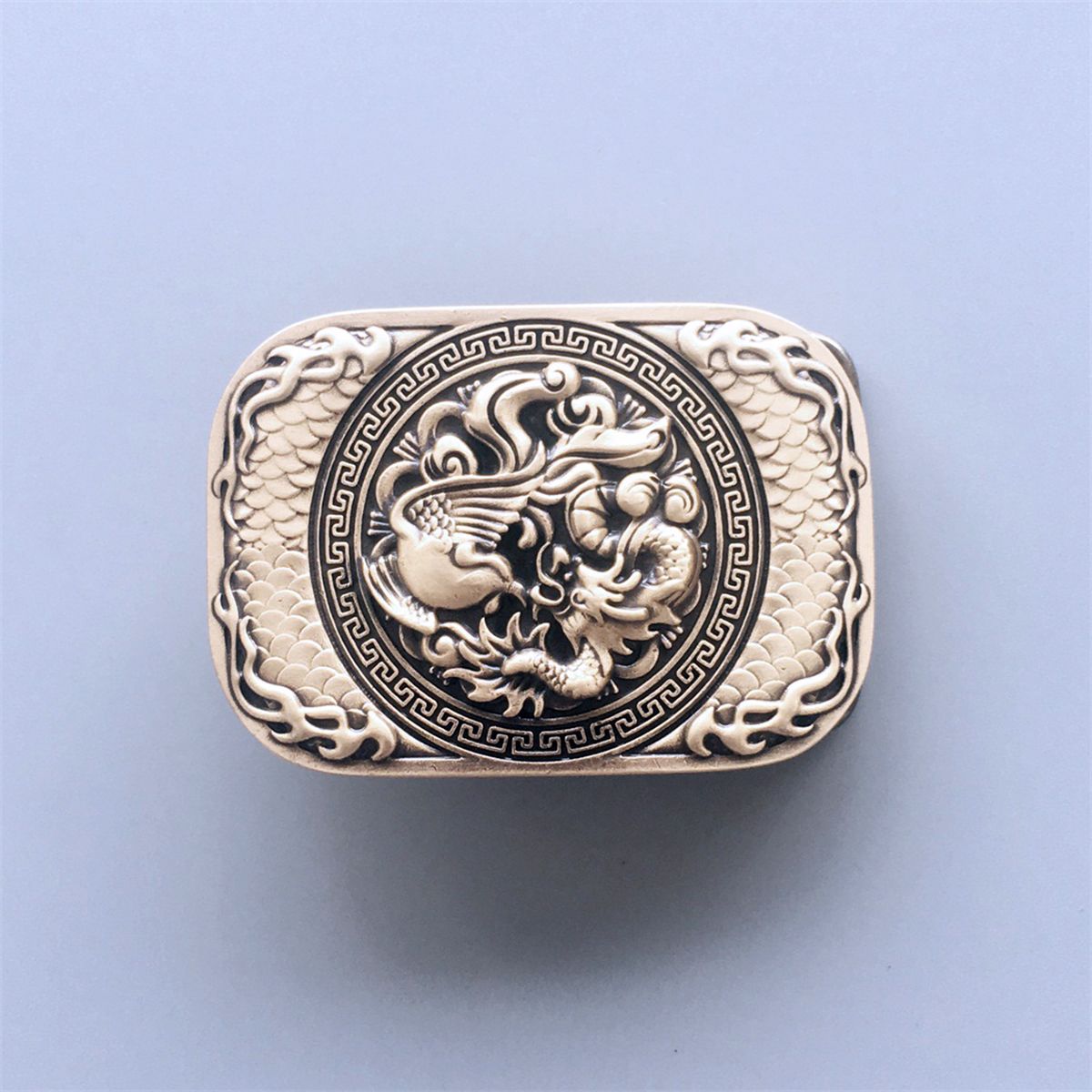New Dragon Rectangle Solid Brass Belt Buckle BUCKLE-BS005
