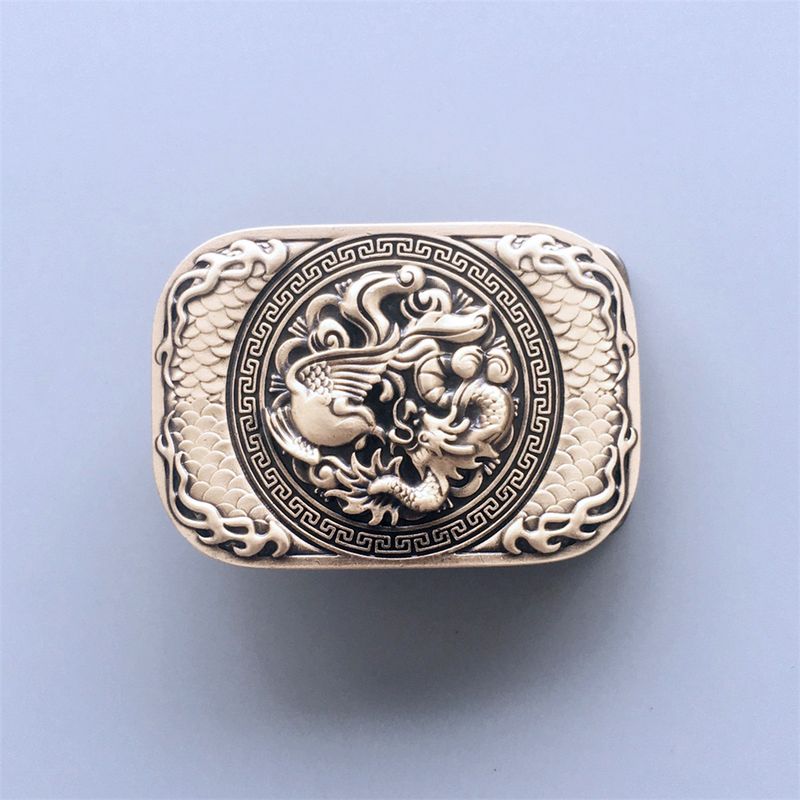 New Dragon Rectangle Solid Brass Belt Buckle BUCKLE-BS005